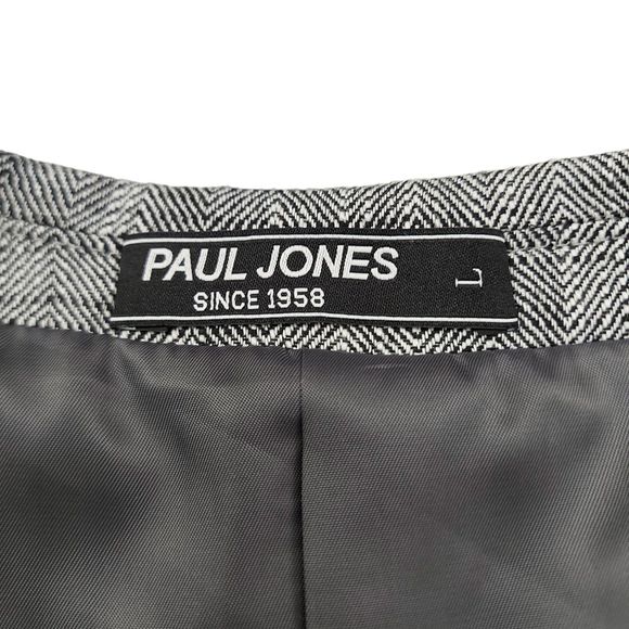 Paul Jones Mens Blazer Sport Coat Jacket Large Gray Two Front Button Linen Blend - Picture 14 of 15